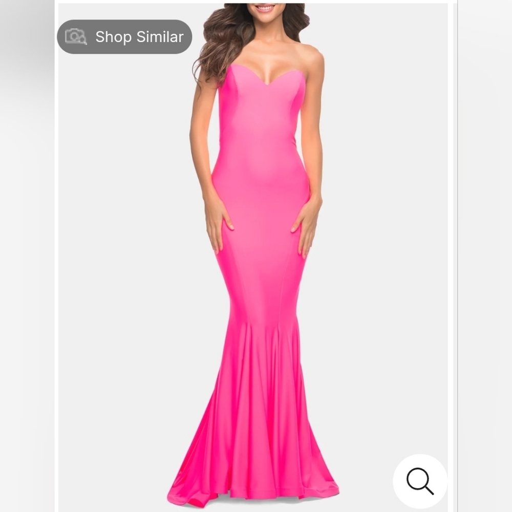 La Femme Neon Pink Jersey Gown